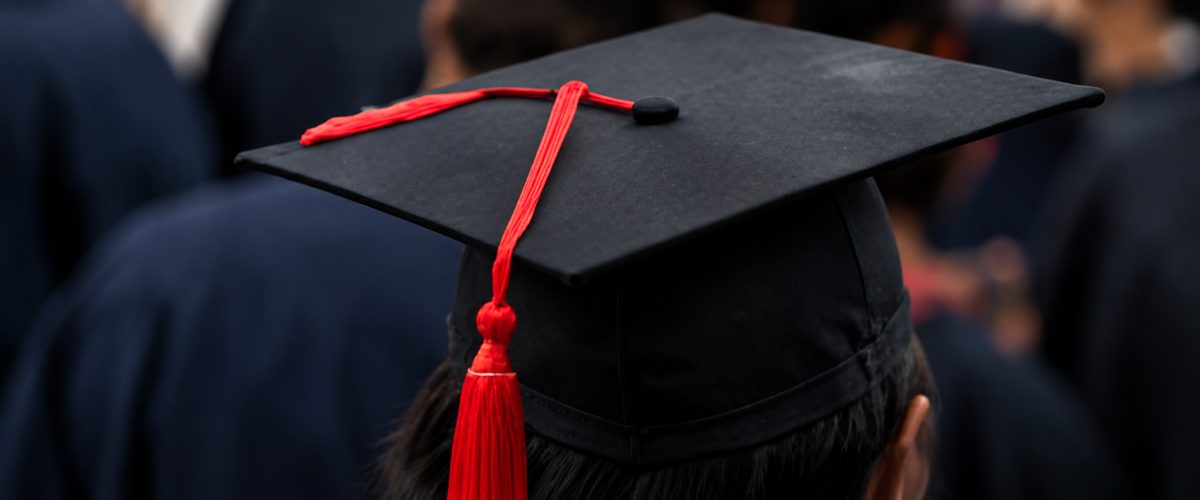 A graduation cap at a doctoral ceremony